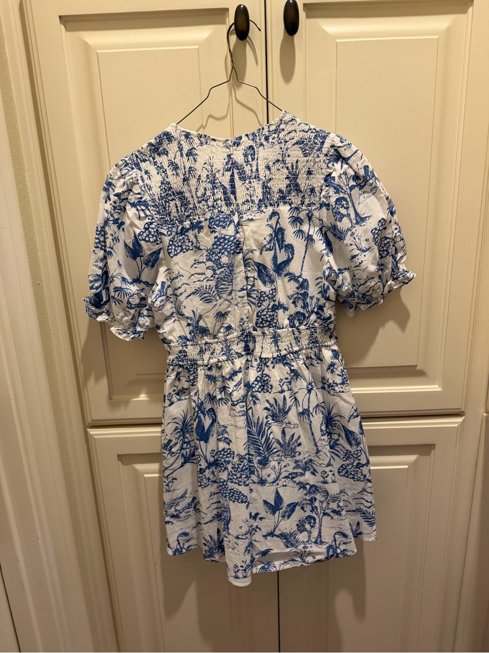 Storia White and Blue Printed Midi Dress - Picture 4 of 4